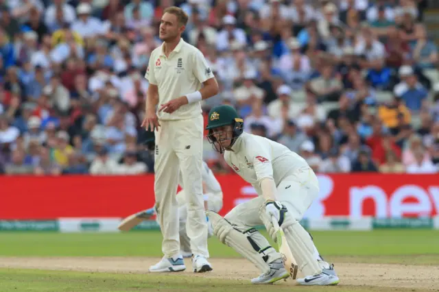 Peter Siddle makes a run during play on the opening day of the first Ashes cricket Test match between England and Australia at Edgbaston