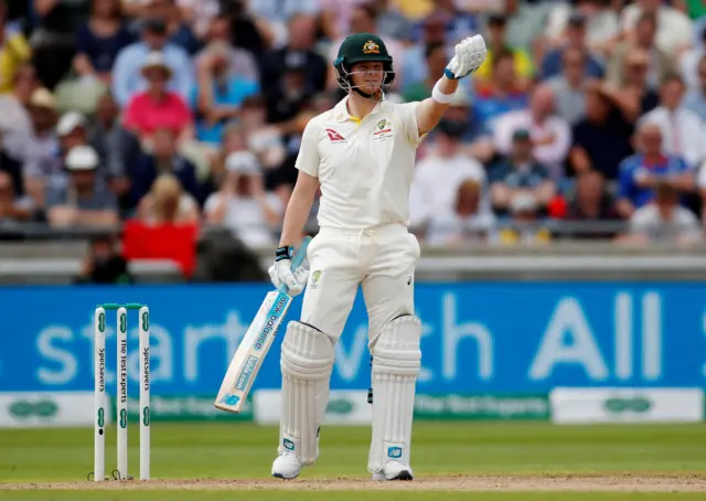 Australia's Steve Smith reacts
