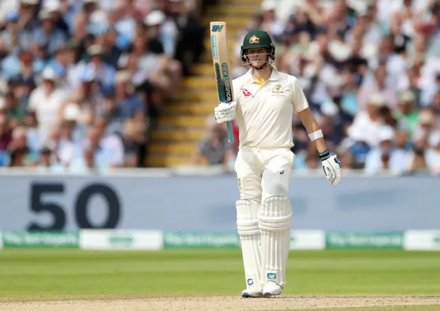 Steve Smith as he reaches his half century