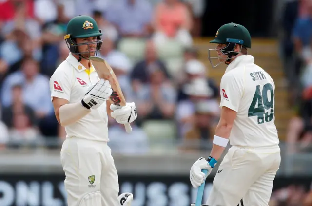 Australia's Travis Head during a review before being dismissed