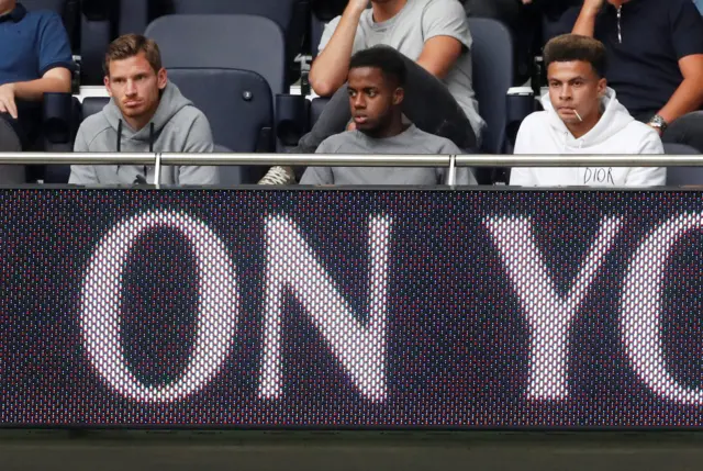 Jan Vertonghen, Ryan Sessegnon and Dele Alli in the stands