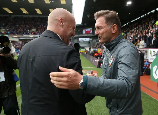 Southampton manager Ralph Hasenhuttl shakes hands with Burnley manager Sean Dyche