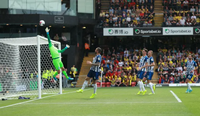 Mat Ryan tips the ball over