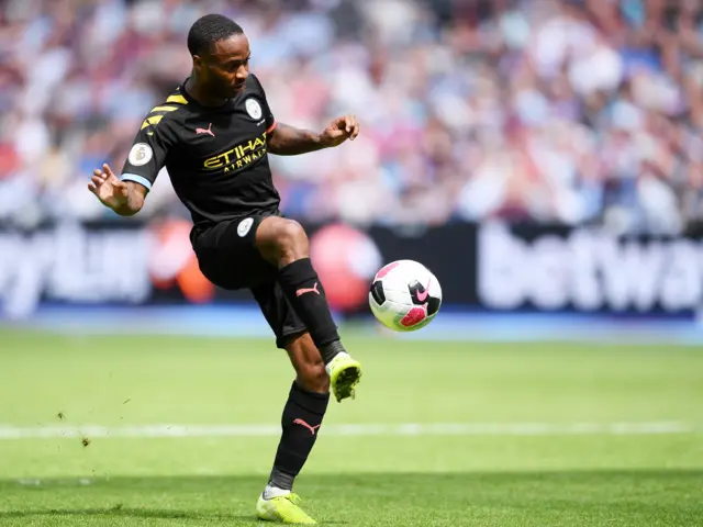 Raheem Sterling scores Man City's third goal