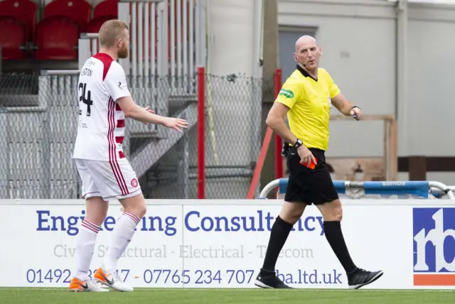 Brian Easton appeals in vain to referee Bobby Madden