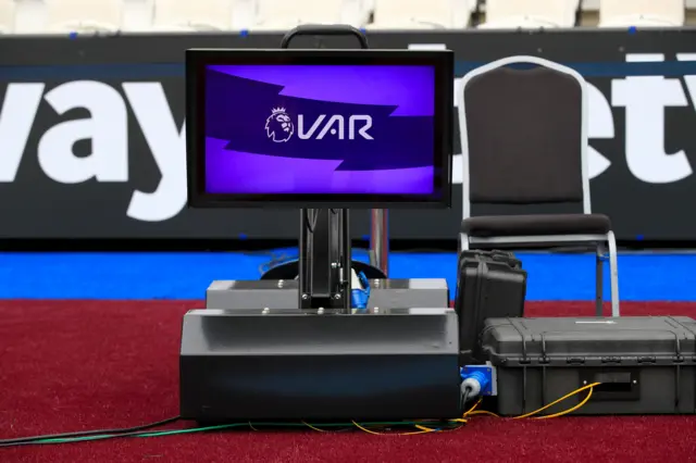 VAR screen at the London Stadium