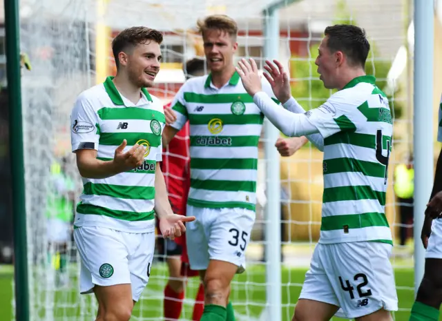 James Forrest celebrates making it 3-1 to the visitors