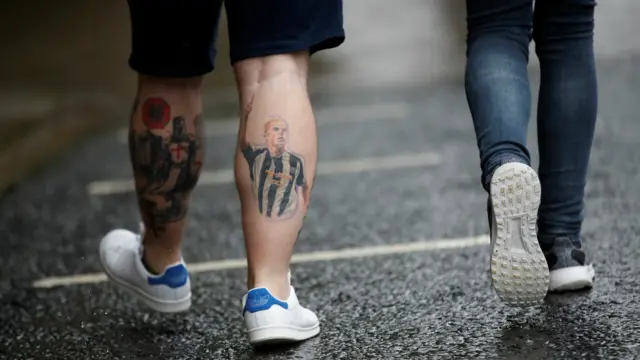 Newcastle fan with an Alan Shearer tattoo