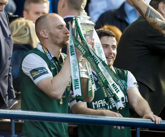 David Gray lifts the Scottish Cup