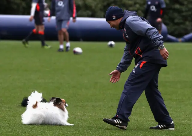 Eddie Jones and his dog