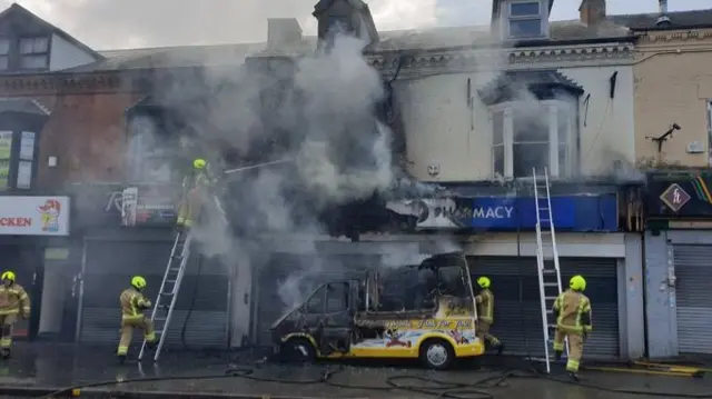 Burnt out ice cream van