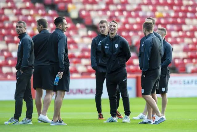 The HNK Rijeka players arrive at Pittodrie