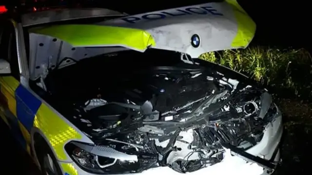 Police car after being rammed