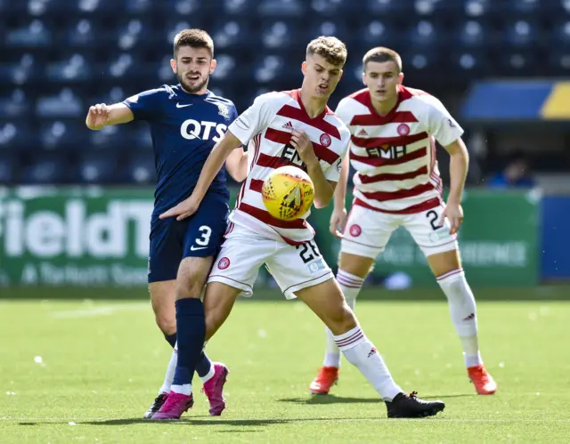 Kilmarnock's Greg Taylor in action with Hamilton's Lewis Smith