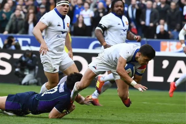 Romain Ntamack scored one of four French tries the last time the sides met