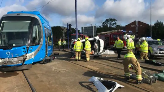 Tram after crash