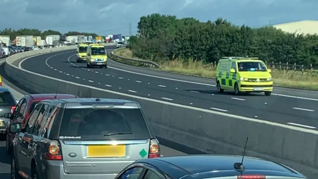 Ambulances on the M62