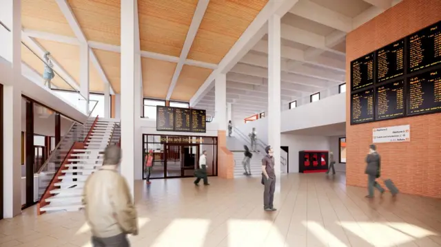 Computer generated image of the proposed interior of the new station