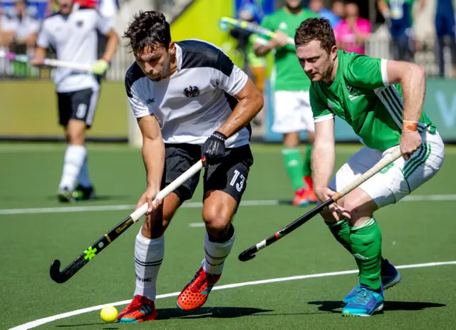 Ireland playing Austria in the 2015 EuroHockey semi-finals