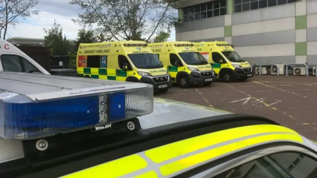 A row of ambulances