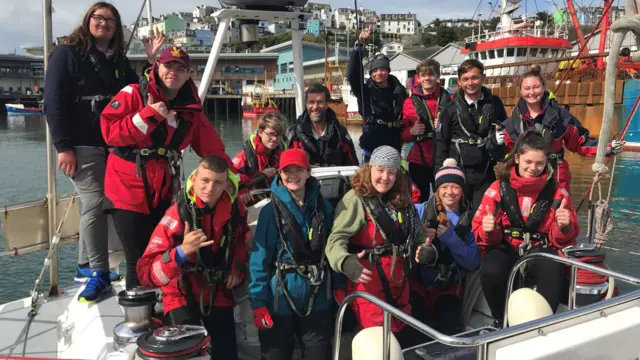 Young people on the boat