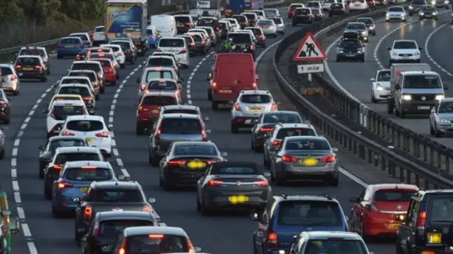 Queuing traffic on motorway