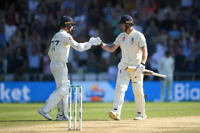 England batsman Ben Stokes reaches his 100 during day four of the 3rd Ashes Test Match between England and Australia at Headingley