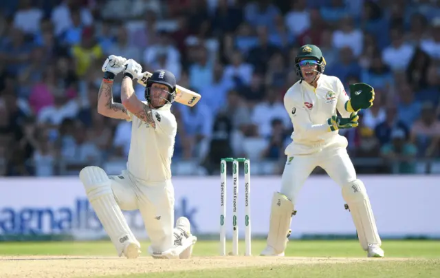 England batsman Ben Stokes hits a ball for 6