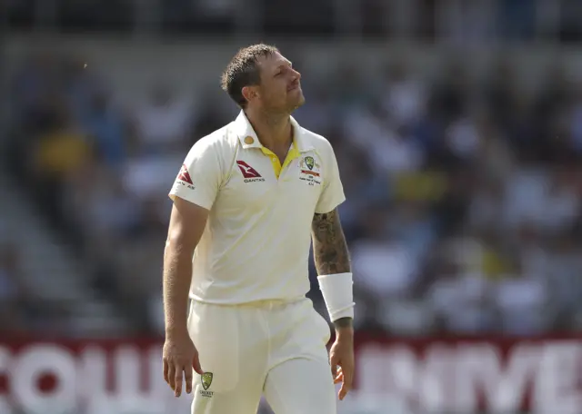 James Pattinson of Australia reacts while bowling during day four of the 3rd Specsavers Ashes Test match between England and Australia at Headingley