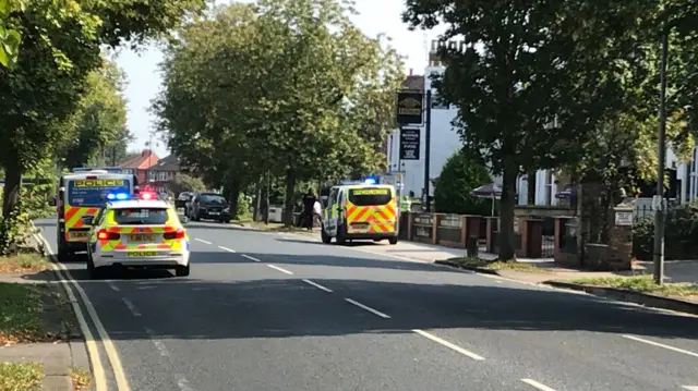 Malton road with emergency services