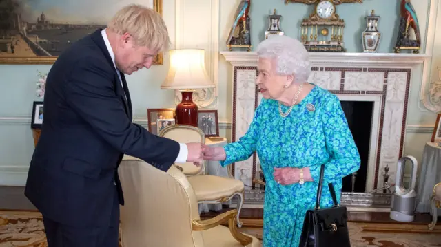 Queen and Boris Johnson