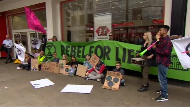 Protesters outside the HSBC