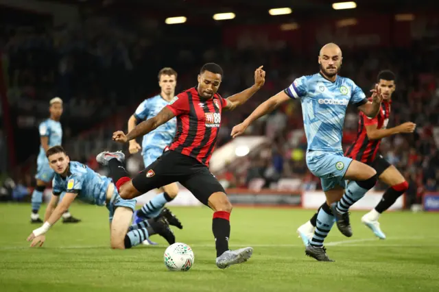 Callum Wilson shoots at goal