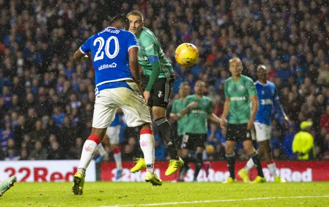 Alfredo Morelos steers in the winning goal in the 91st minute