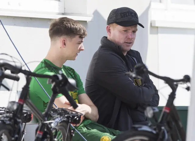 Kieran Tierney and Neil Lennon