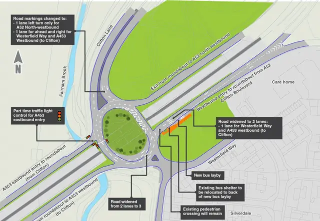 A52 map of junction improvements