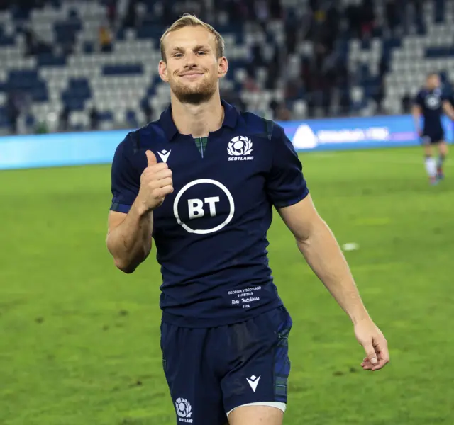 Rory Hutchinson grabbed two tries on his first Scotland start