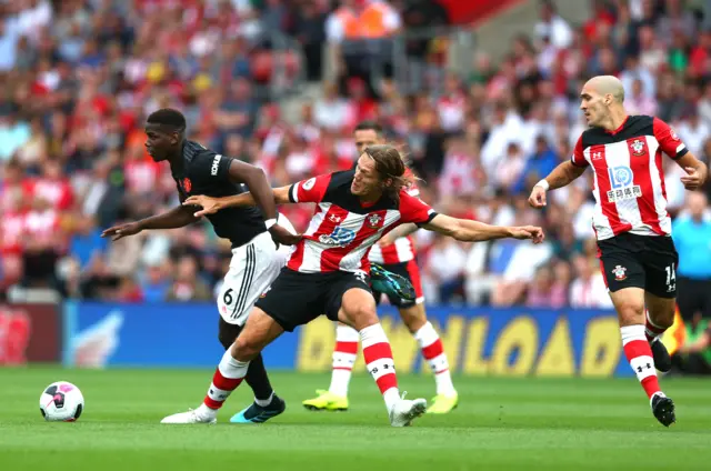 Paul Pogba and Jannik Vestergaard