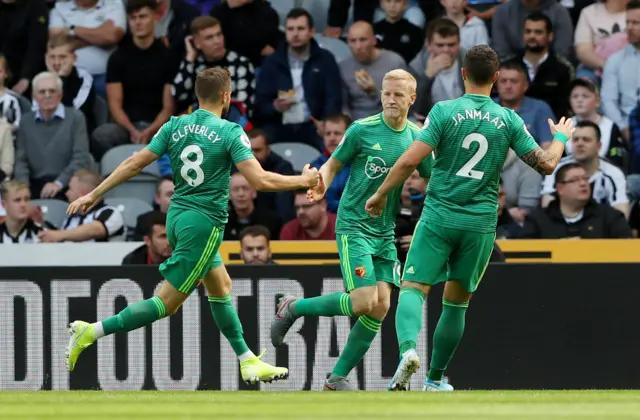 Will Hughes celebrates scoring Watford's first goal