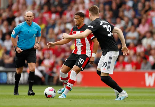 Southampton's Che Adams and Manchester United's Scott McTominay