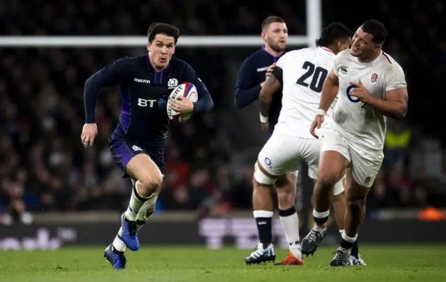 Sam Johnson scored the final try in Scotland's thrilling Six Nations comeback against England in March