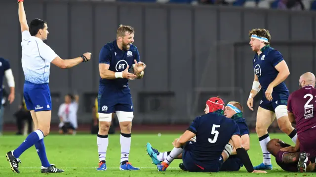 Scotland win a penalty at the breakdown