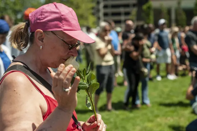 A vigil at the Levitt Pavilion, Dayton