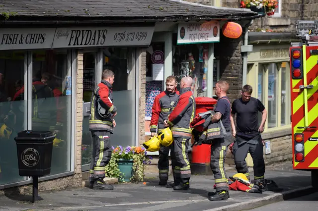 Firefighters in the town