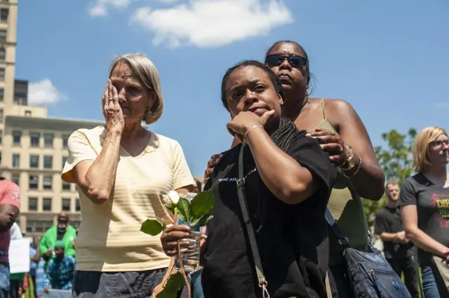 Mourners in Dayton