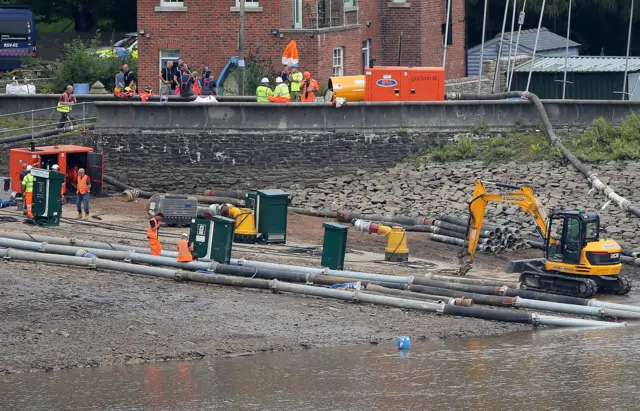 pumps being used to drain reservoir