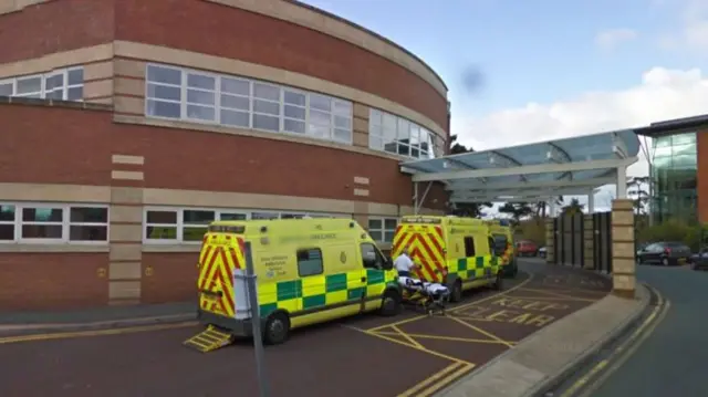 Ambulances outside the Worcestershire Royal Hospital