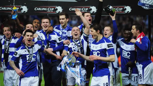 Birmingham City lift the Carling Cup in 2011.