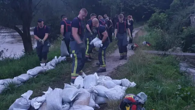 Sandbags by River Goyt