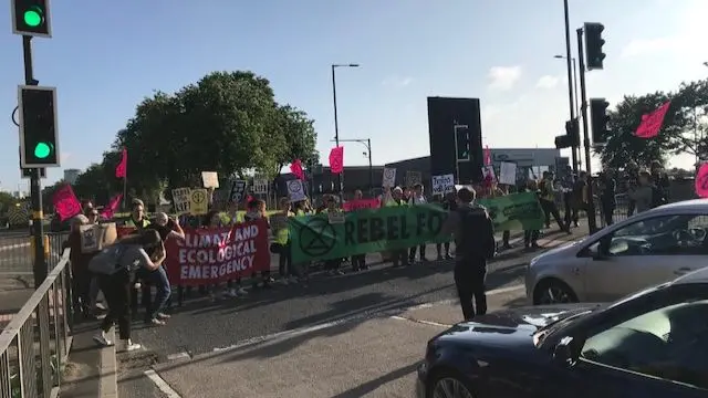 Protesters blocking road